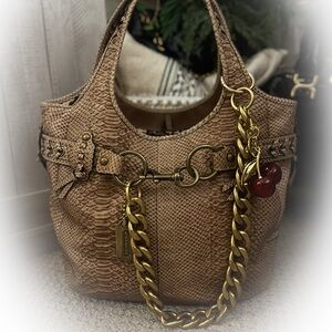 Vintage Coach Ergo Python-Embossed Leather Tote Bag